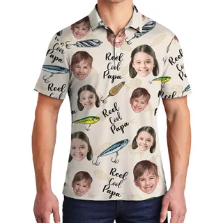 Fishing Custom Face Father's Day Polo Shirt