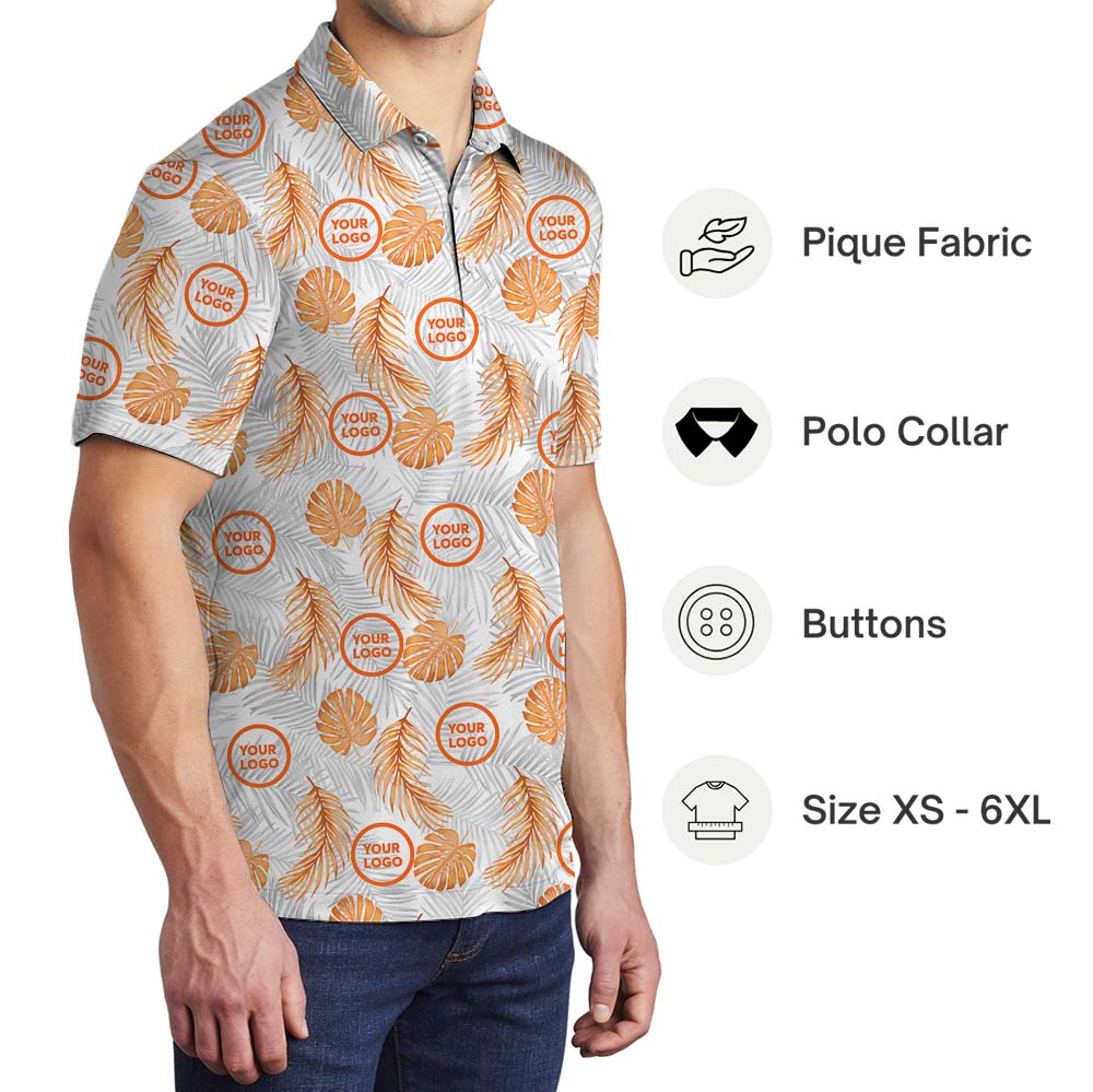 Personalized Orange Golf Shirt With Logos And Preview