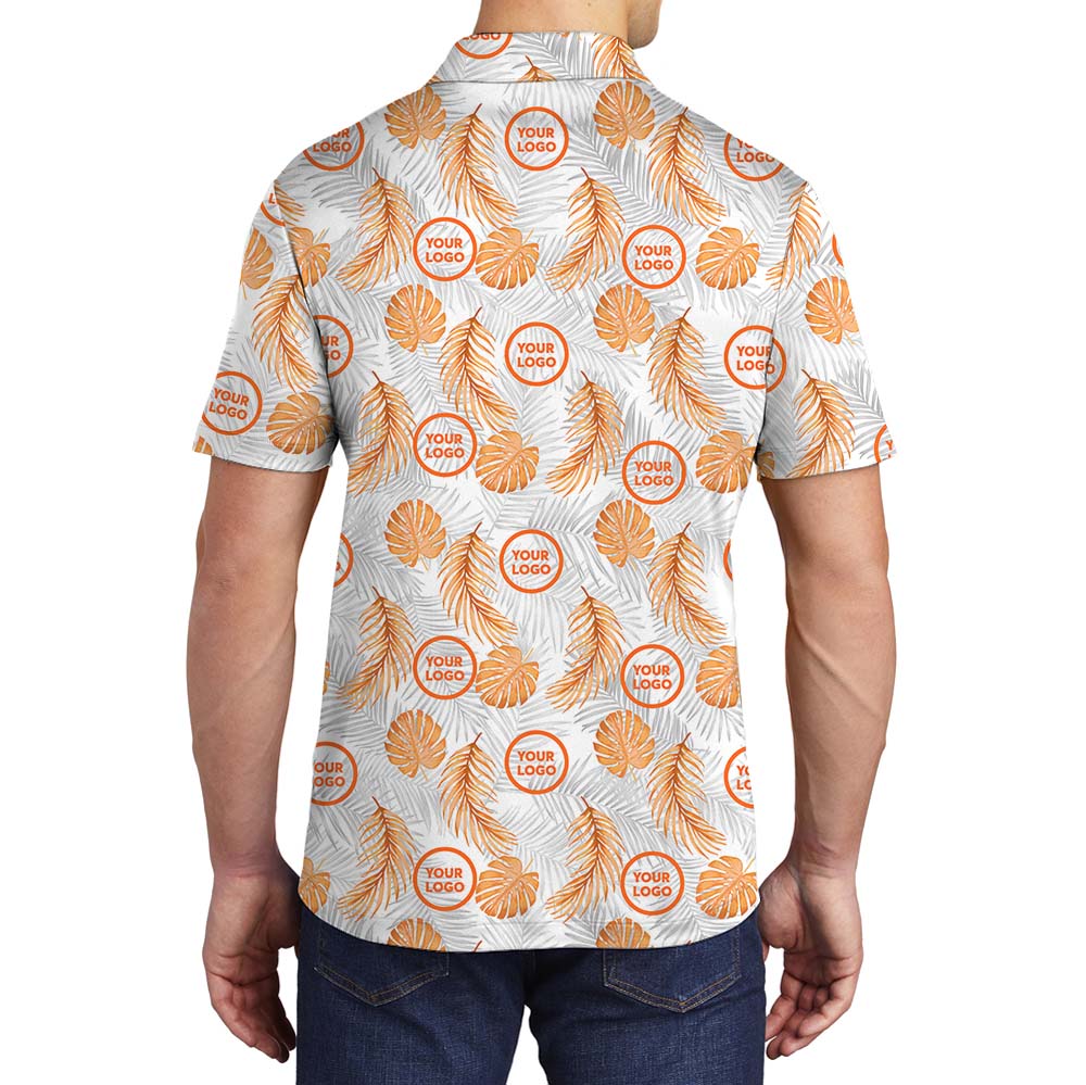 Personalized Orange Golf Shirt With Logos And Preview