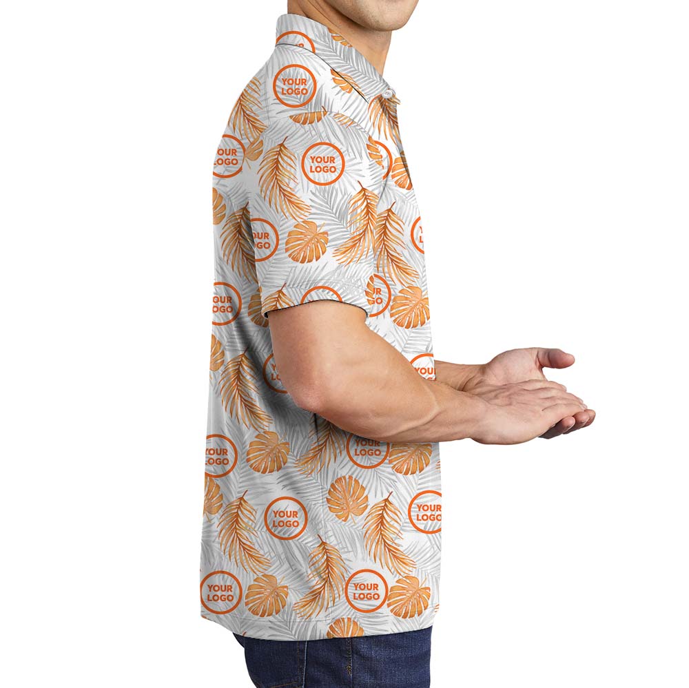 Personalized Orange Golf Shirt With Logos And Preview