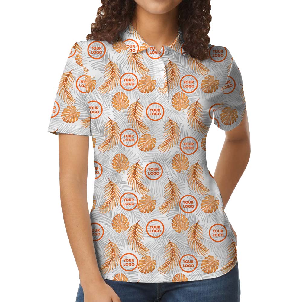 Personalized Orange Golf Shirt With Logos And Preview