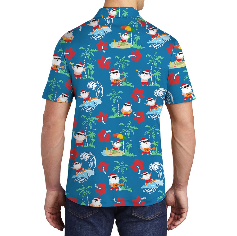 Summer Santa Polo Shirt With Island Vibes