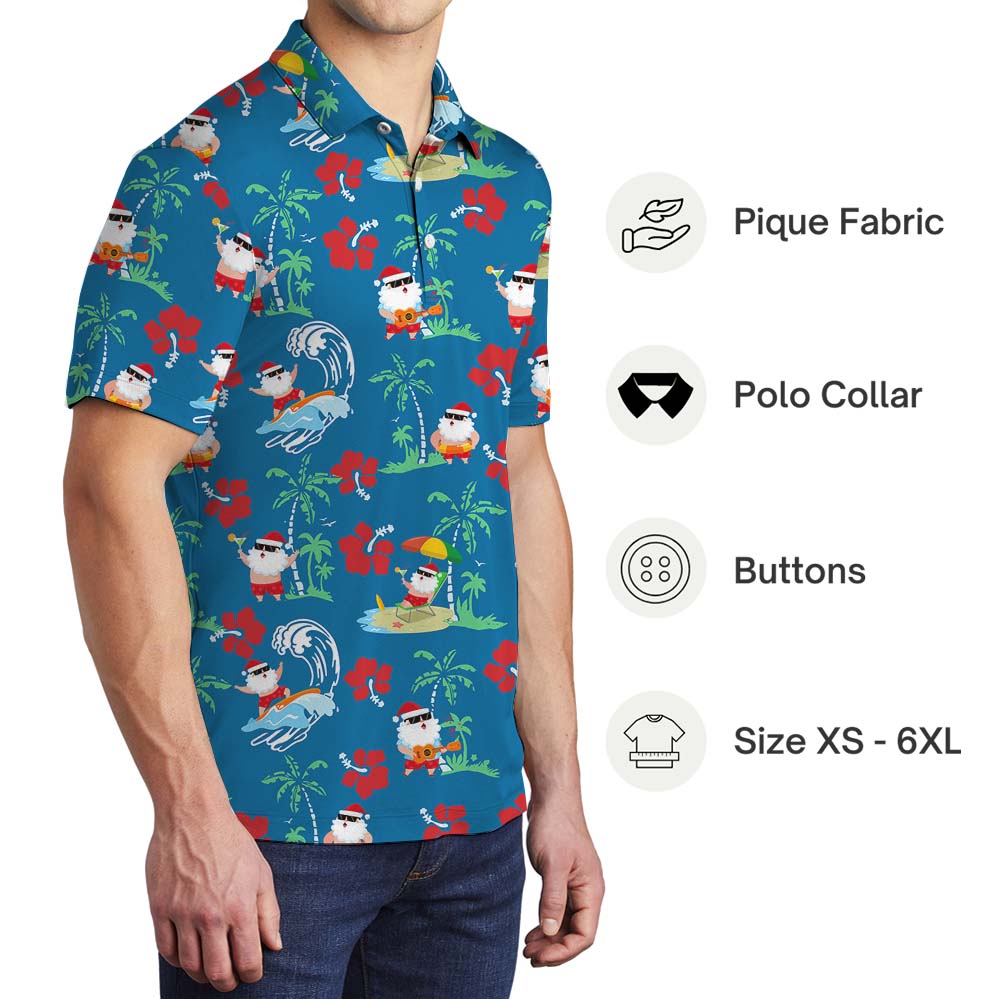 Summer Santa Polo Shirt With Island Vibes