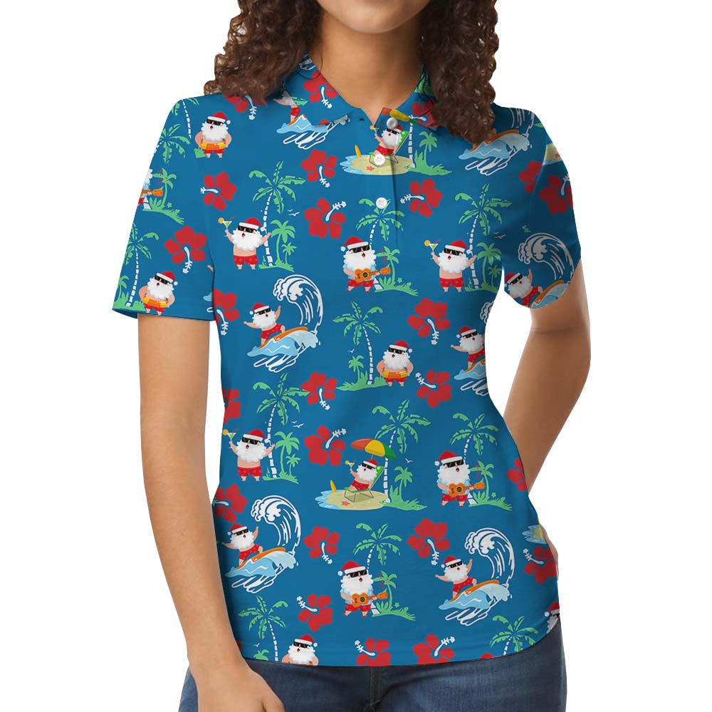Summer Santa Polo Shirt With Island Vibes