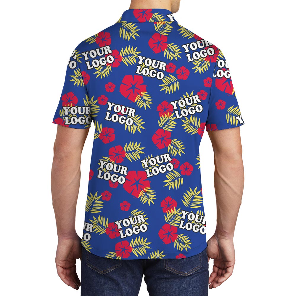 Personalized Team Logo Blue Tropical Performance Polo Shirt