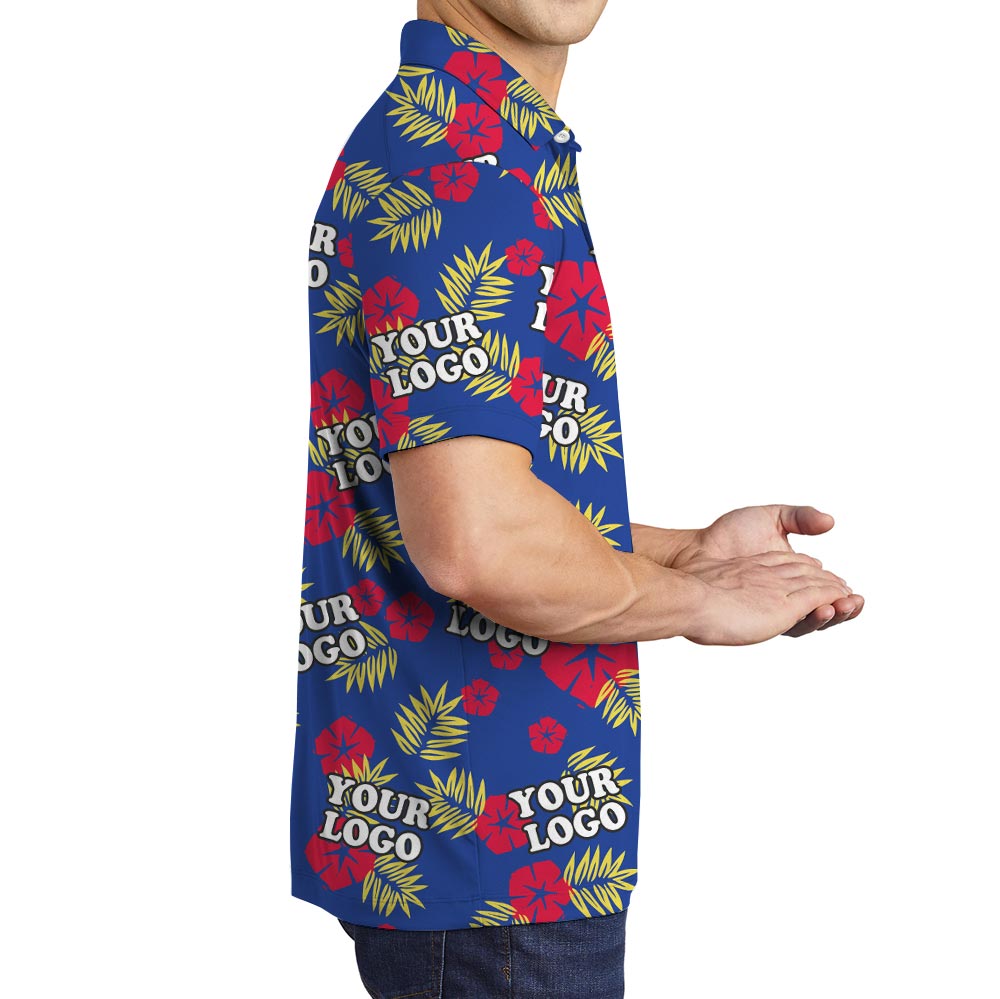Personalized Team Logo Blue Tropical Performance Polo Shirt