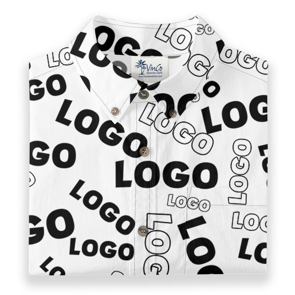 Custom Logo All Over Print Button Down Shirt Cotton