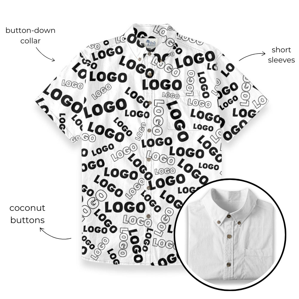 Custom Logo All Over Print Button Down Shirt Cotton