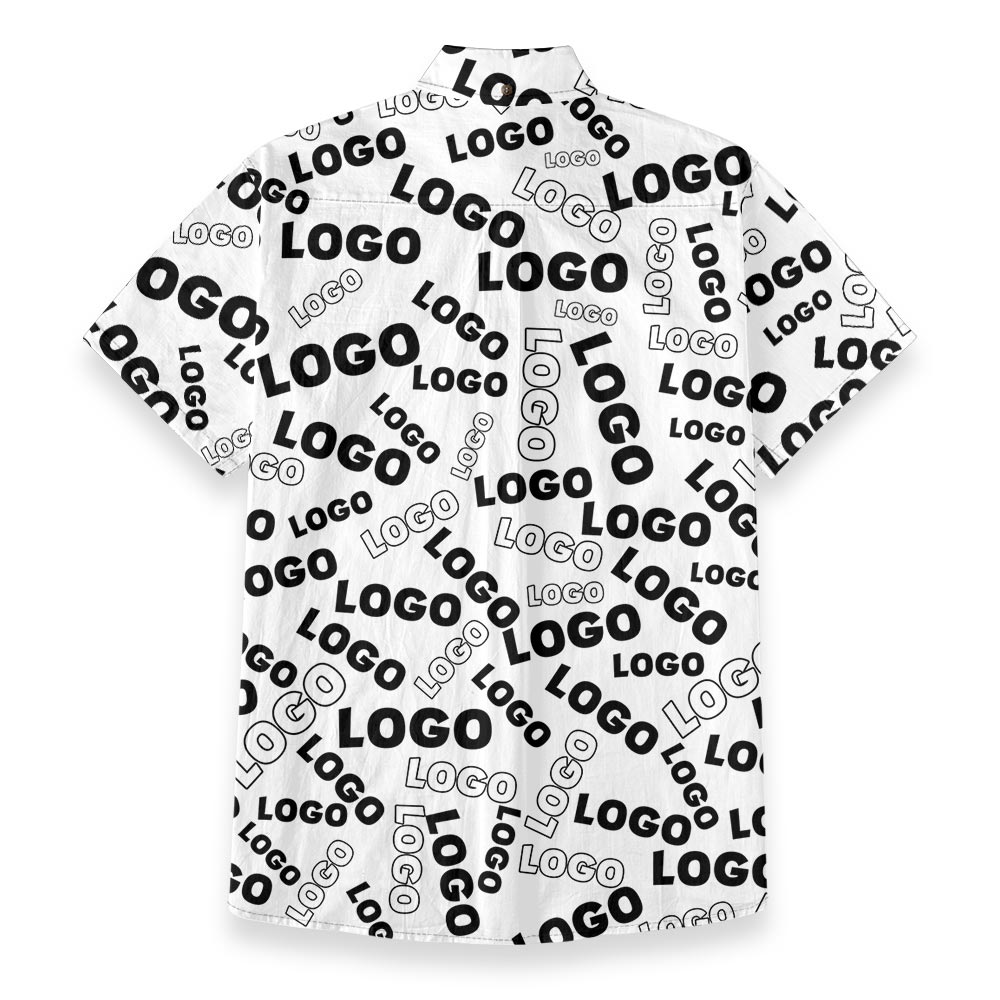 Custom Logo All Over Print Button Down Shirt Cotton