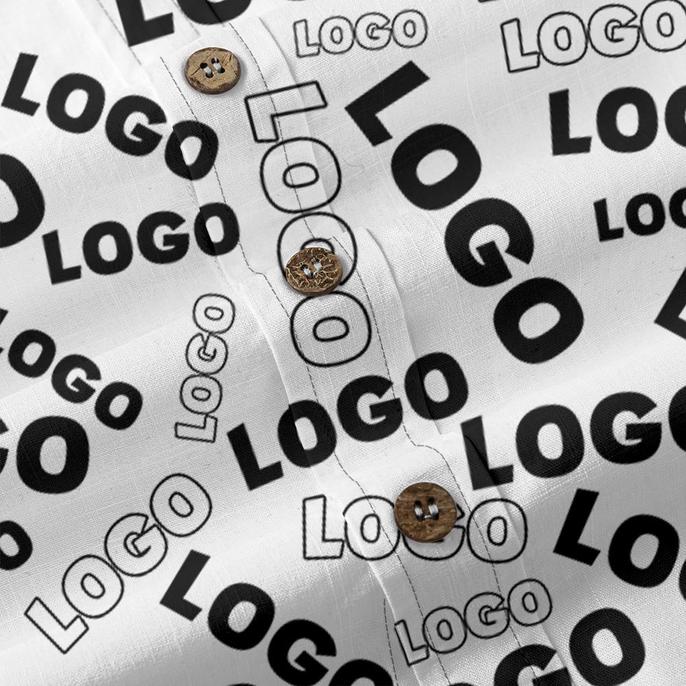 Custom Logo All Over Print Button Down Shirt Cotton