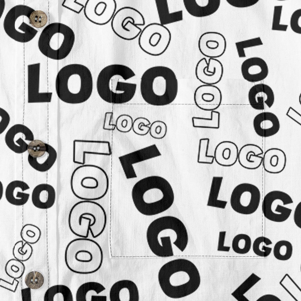 Custom Logo All Over Print Button Down Shirt Cotton