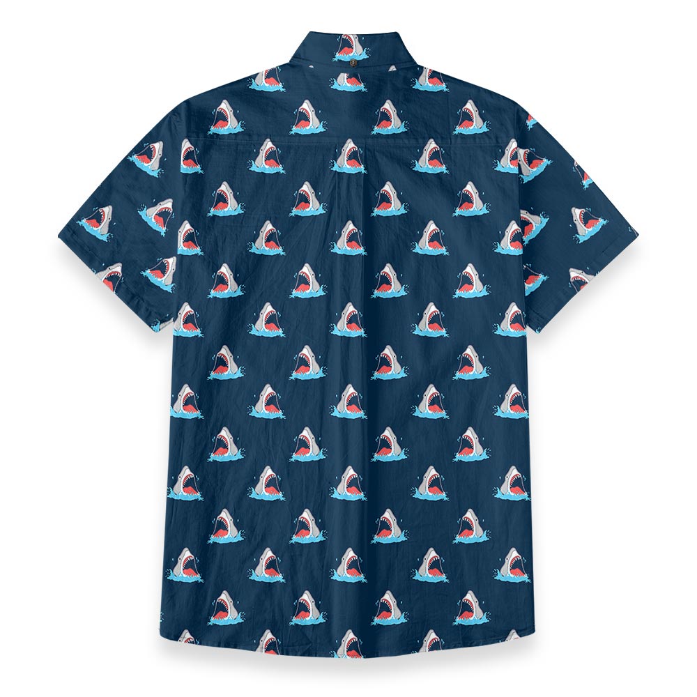 Navy Cotton Shark Men's Button-Down Shirt