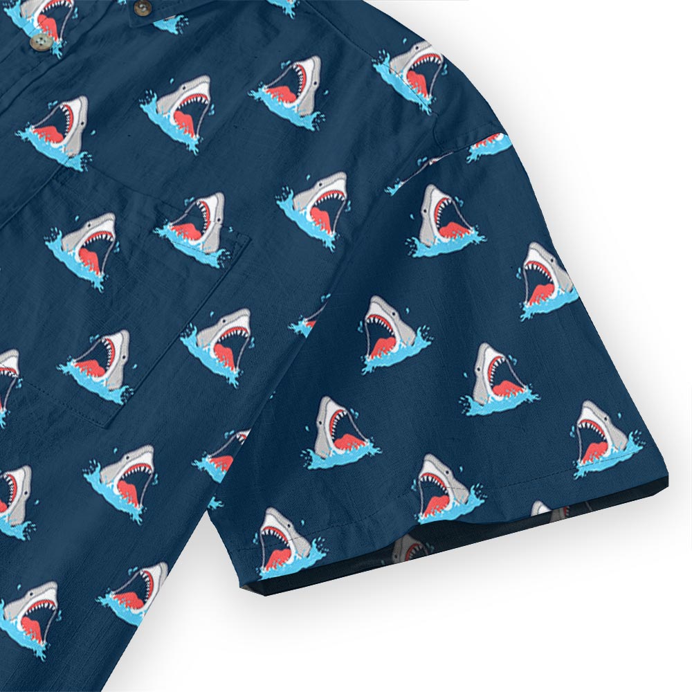 Navy Cotton Shark Men's Button-Down Shirt