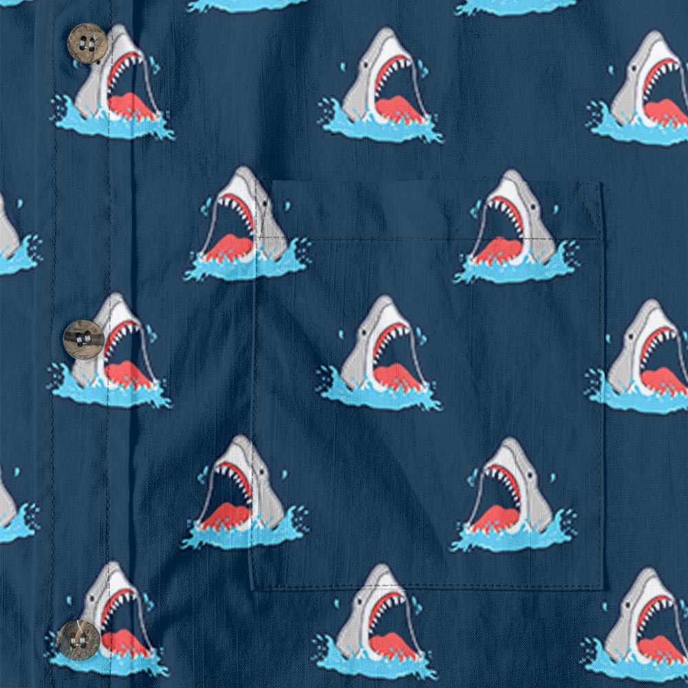 Navy Cotton Shark Men's Button-Down Shirt