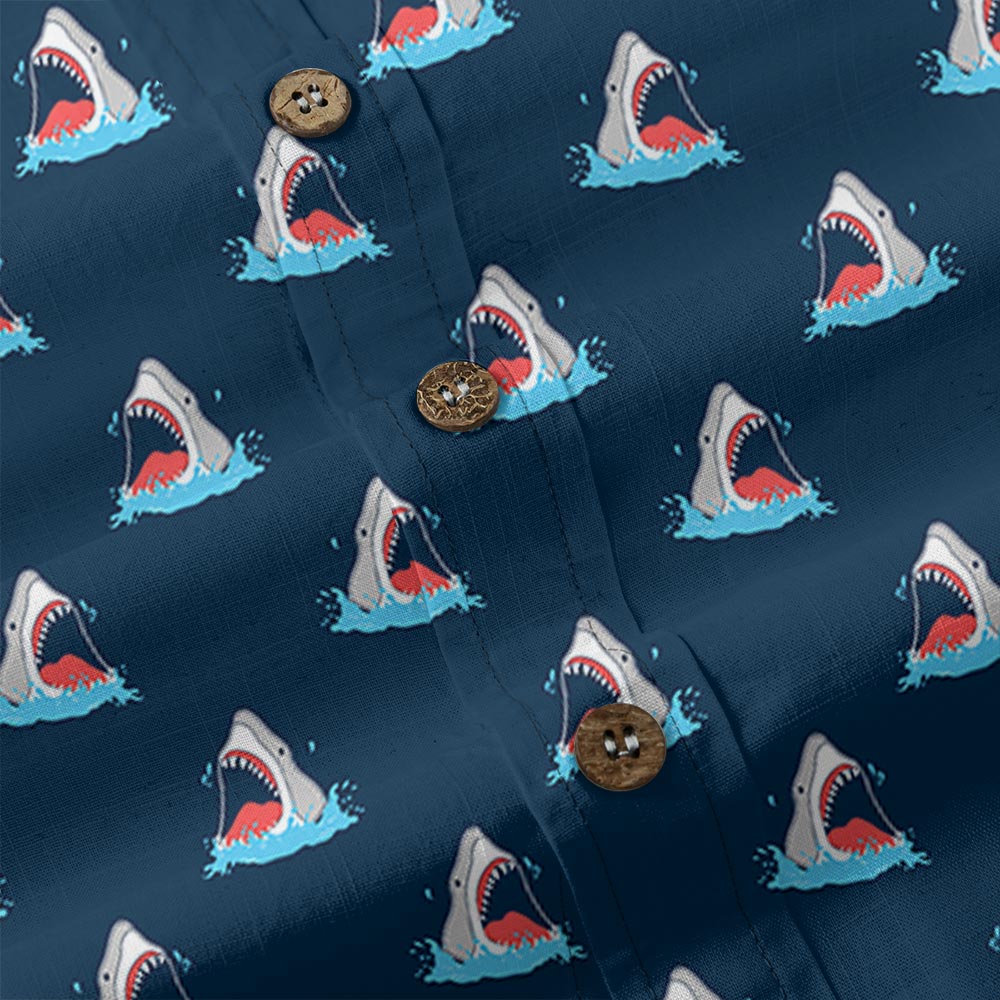 Navy Cotton Shark Men's Button-Down Shirt