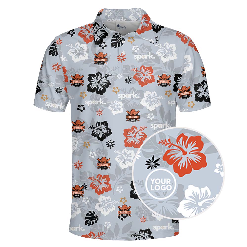 Gray And Orange Polo Shirt With Custom Logo