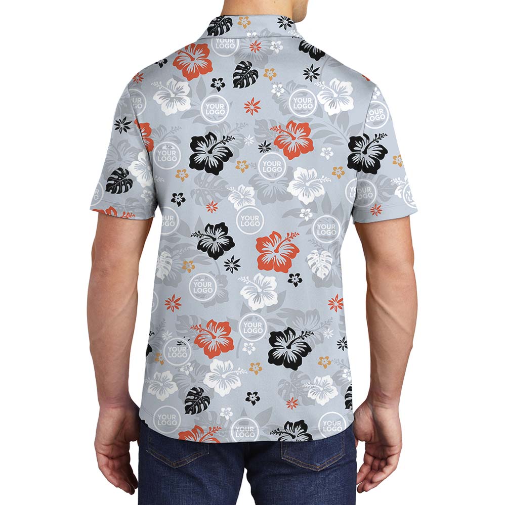 Gray And Orange Polo Shirt With Custom Logo