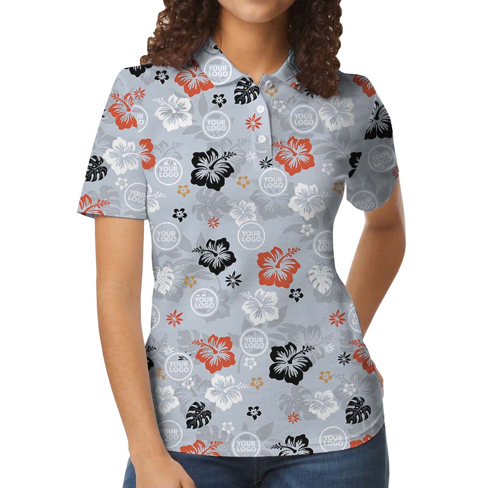 Gray And Orange Polo Shirt With Custom Logo