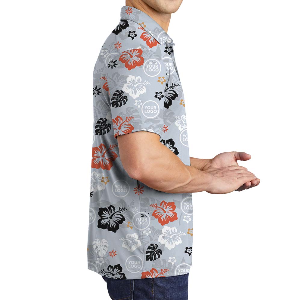Gray And Orange Polo Shirt With Custom Logo
