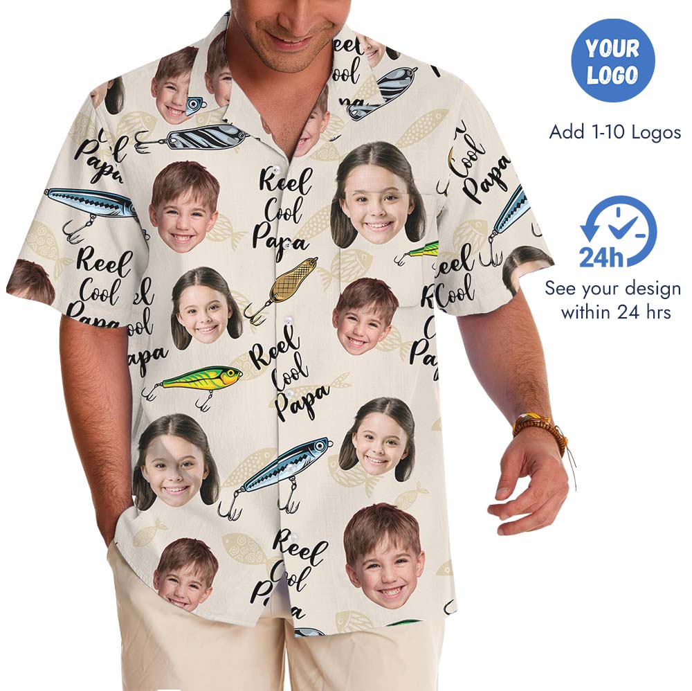Custom Face Reel Cool Papa Hawaiian Shirt For Dad