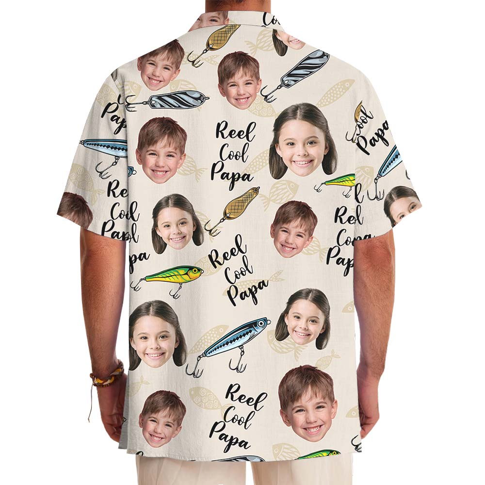 Custom Face Reel Cool Papa Hawaiian Shirt For Dad