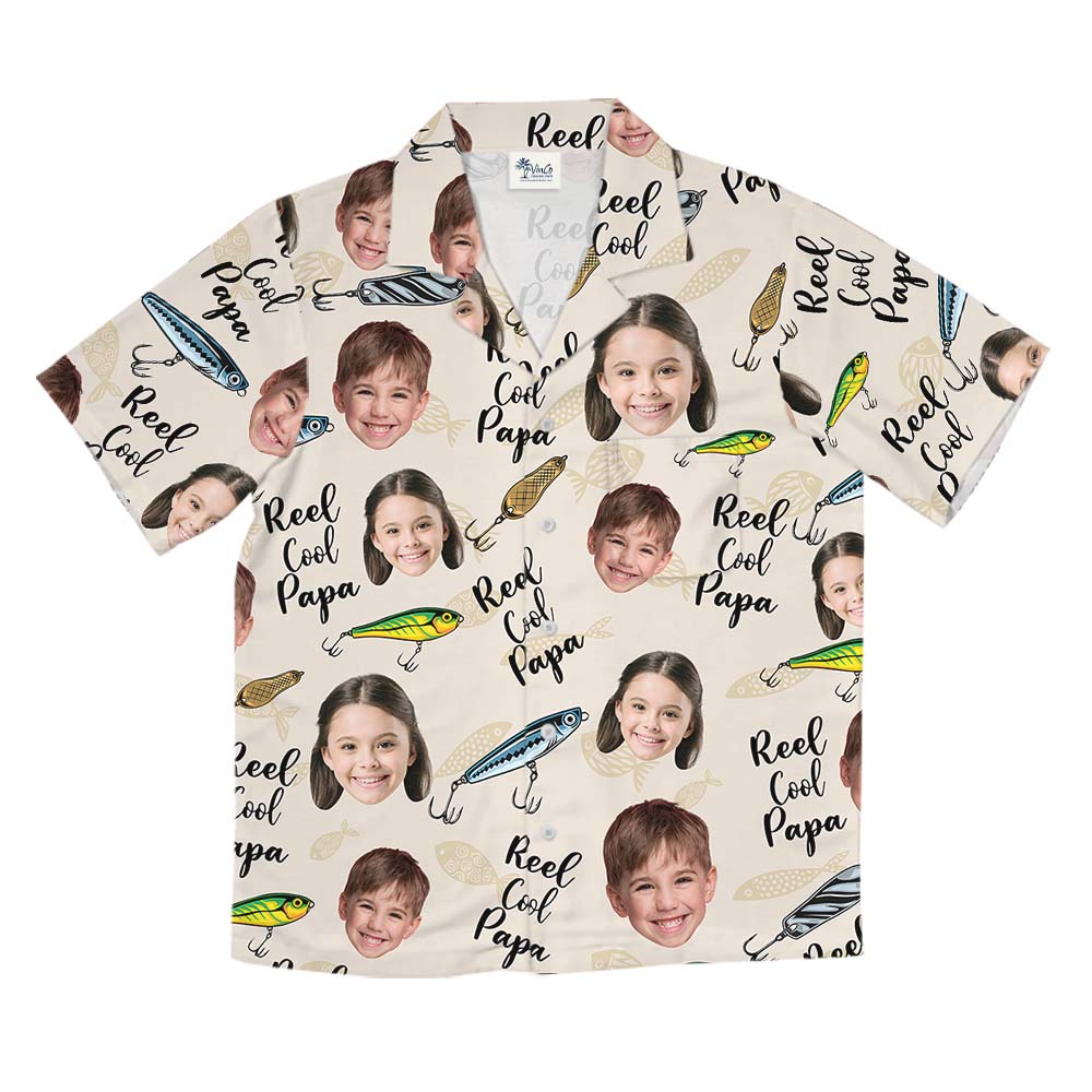 Custom Face Reel Cool Papa Hawaiian Shirt For Dad