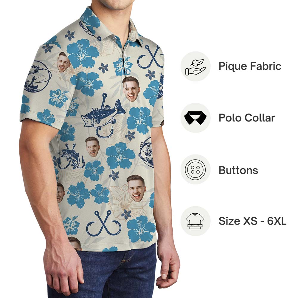 Custom Logo Or Face Fishing Polo Shirt With Preview