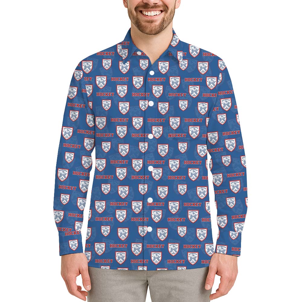 Custom Logo And Text Long Sleeve Hawaiian Shirt Mens - variant image 1