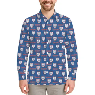 Custom Logo And Text Long Sleeve Hawaiian Shirt Mens
