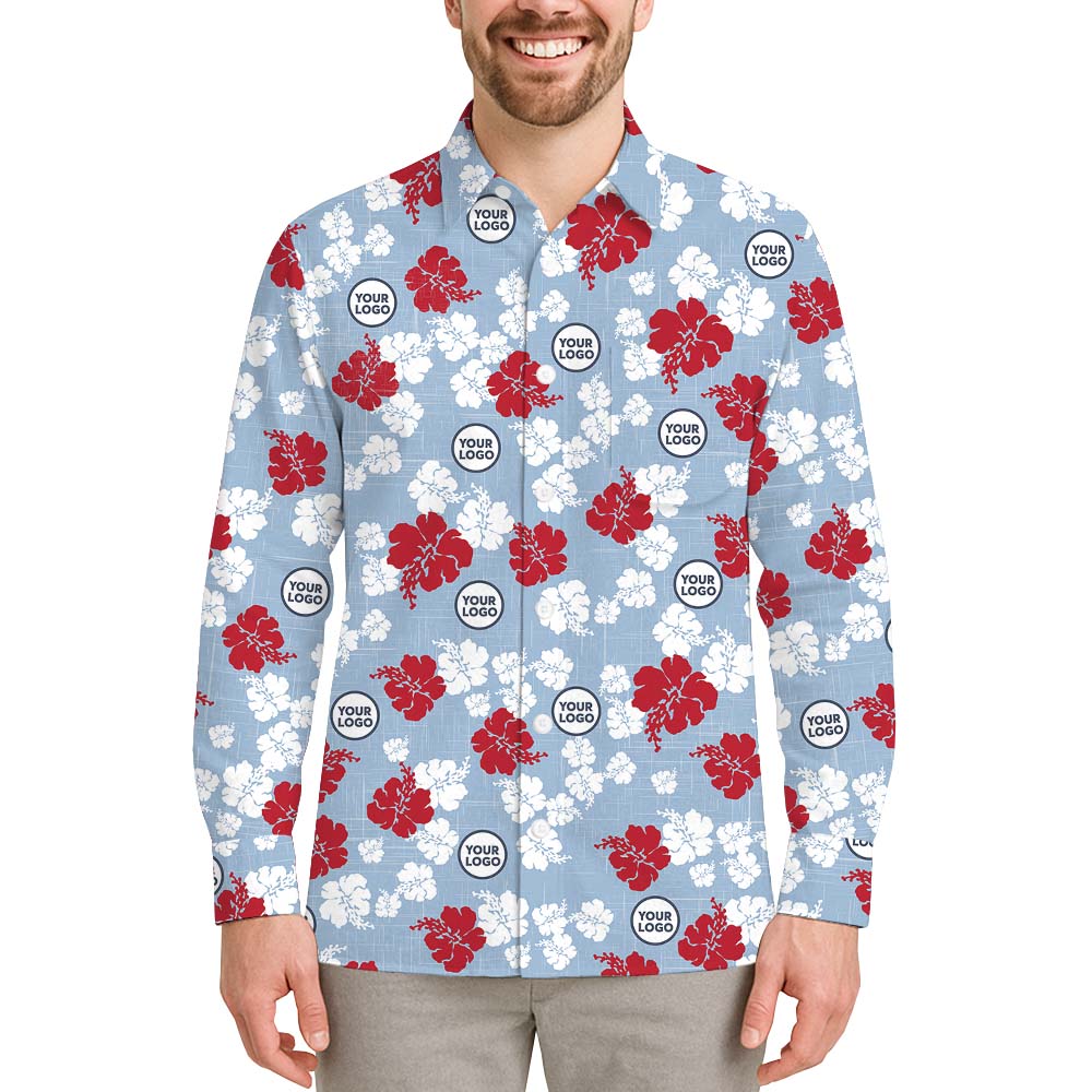 Custom Logo Long Sleeve Button Up Shirt With Pocket - variant image 1