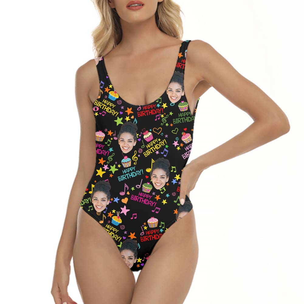 Happy Birthday Custom Face Swimsuit For Women - variant image 1