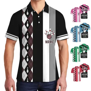 Retro Personalized Bowling Polo Jersey Shirt With Name