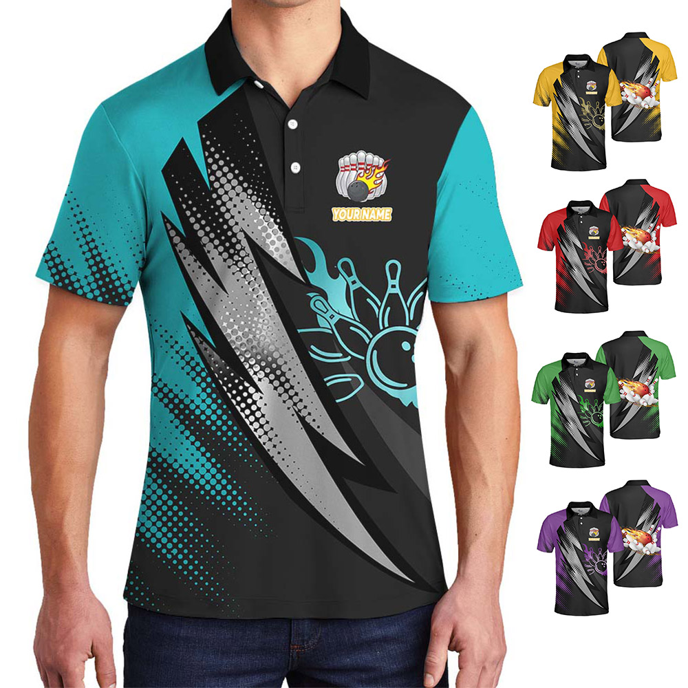 Personalized Name Color Bowling Polo Shirt - variant image 1
