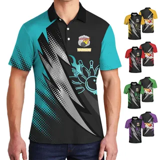 Personalized Name Color Bowling Polo Shirt