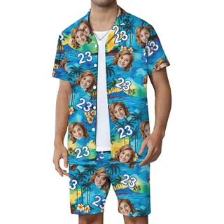 Island Vibe Custom Face Birthday Hawaiian Set For Men
