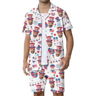 Custom Face Happy Independent Day Hawaiian Set