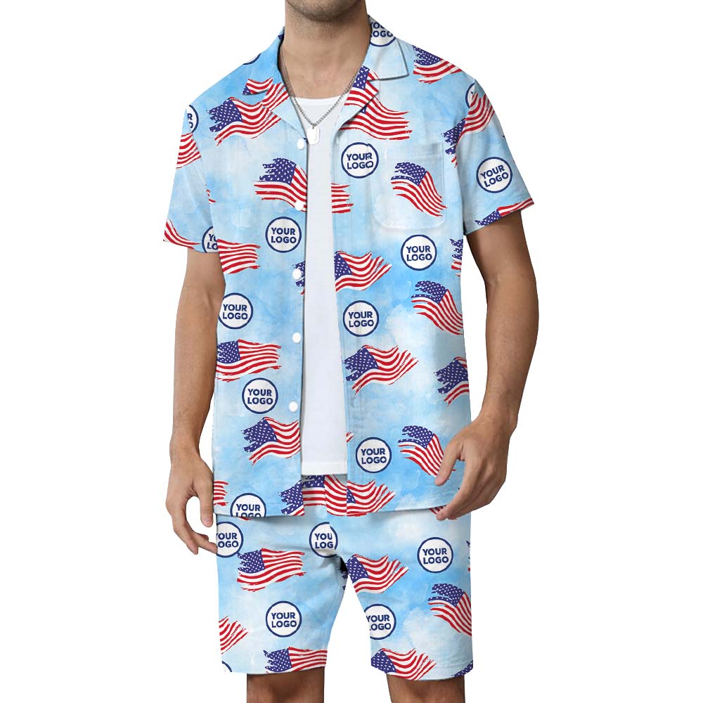 American Flag Patriotic Hawaiian Set With Custom Logo - variant image 1