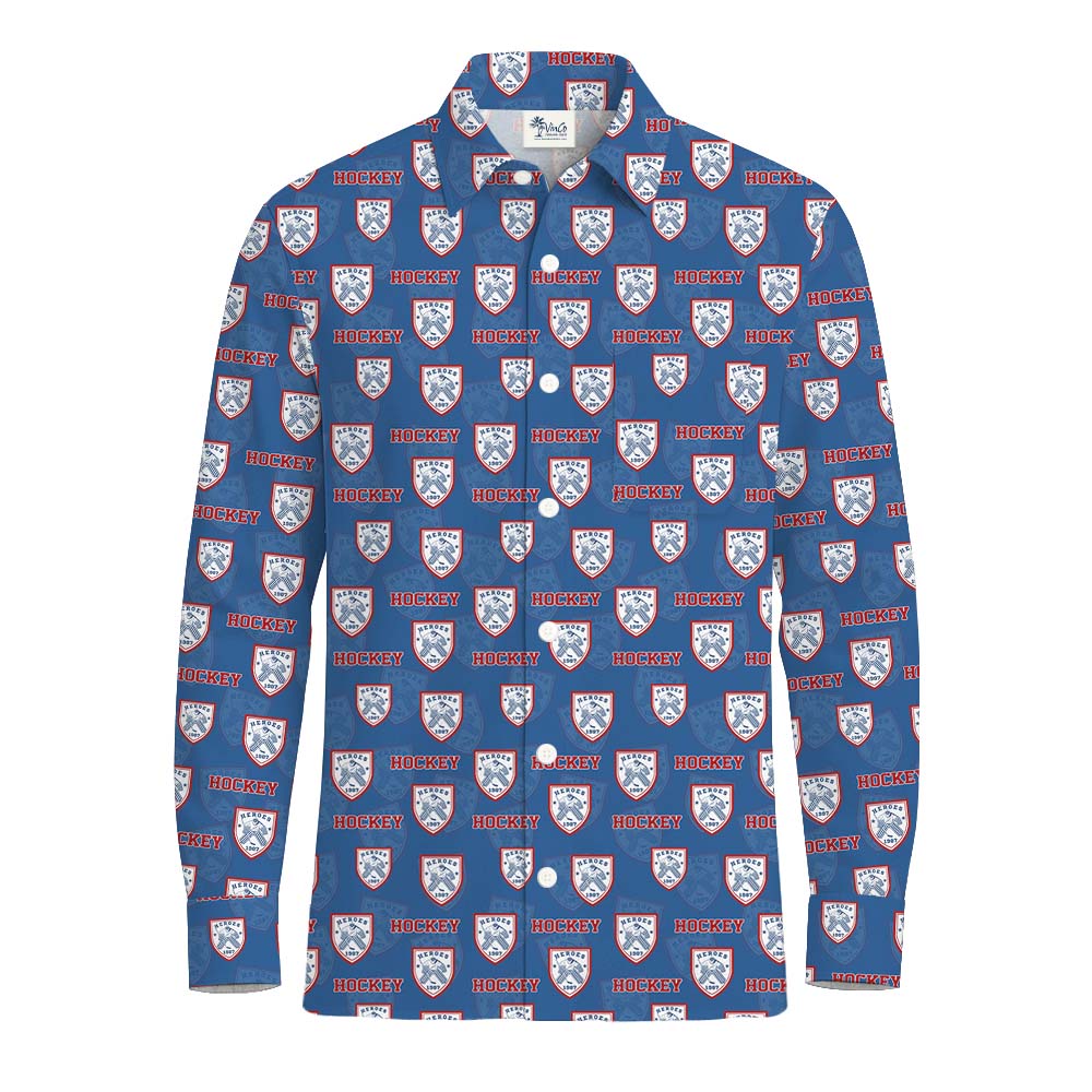 Custom Logo And Text Long Sleeve Hawaiian Shirt Mens