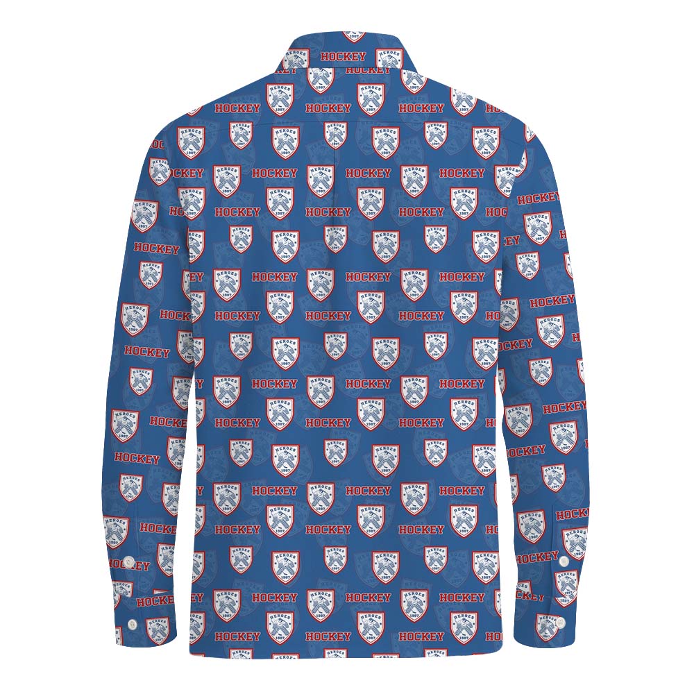 Custom Logo And Text Long Sleeve Hawaiian Shirt Mens