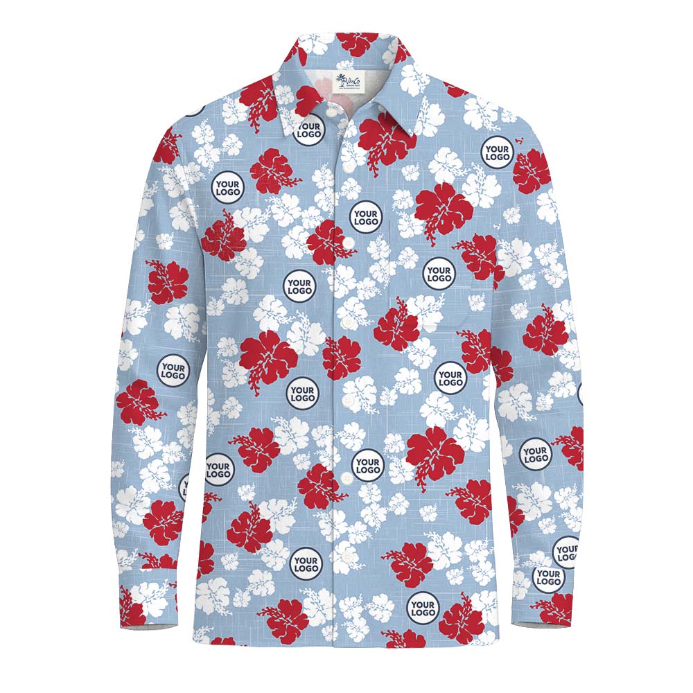 Custom Logo Long Sleeve Button Up Shirt With Pocket