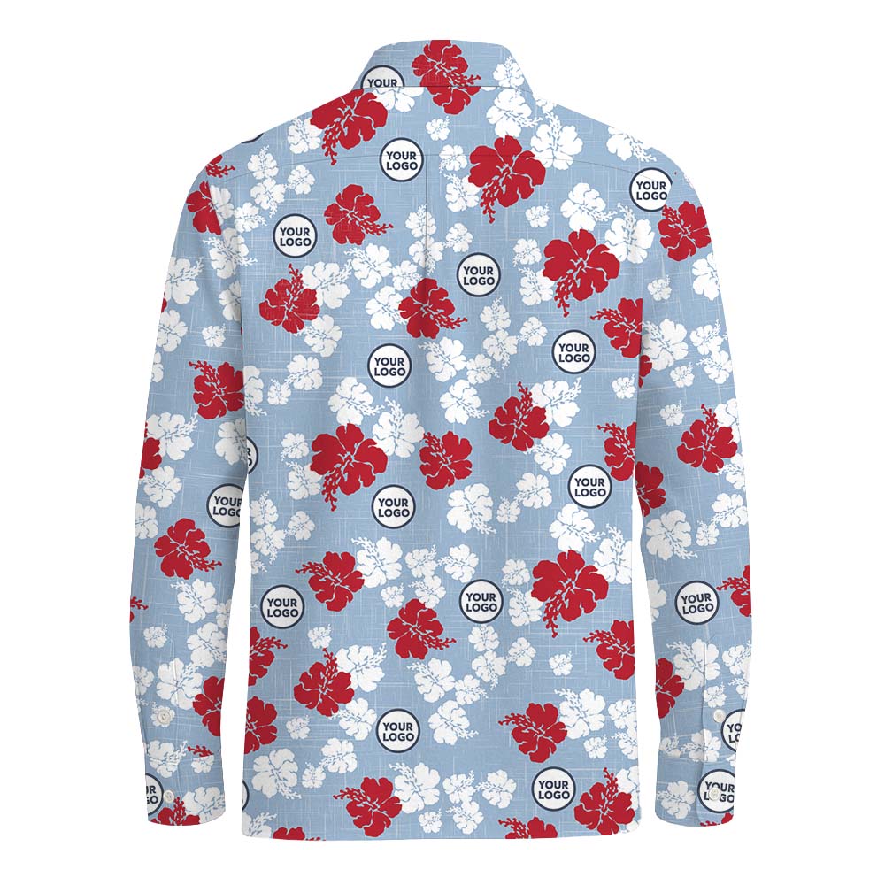 Custom Logo Long Sleeve Button Up Shirt With Pocket