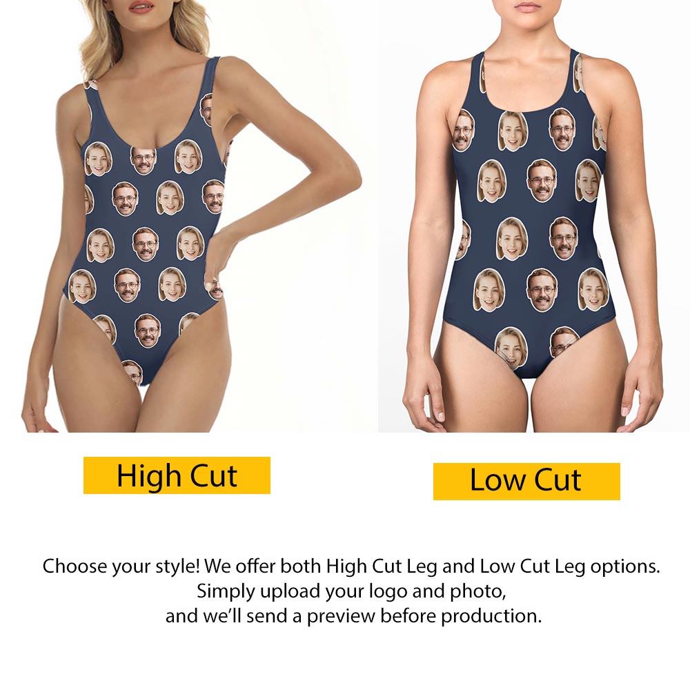 Funny Custom Face Swimsuit One-Piece With Preview
