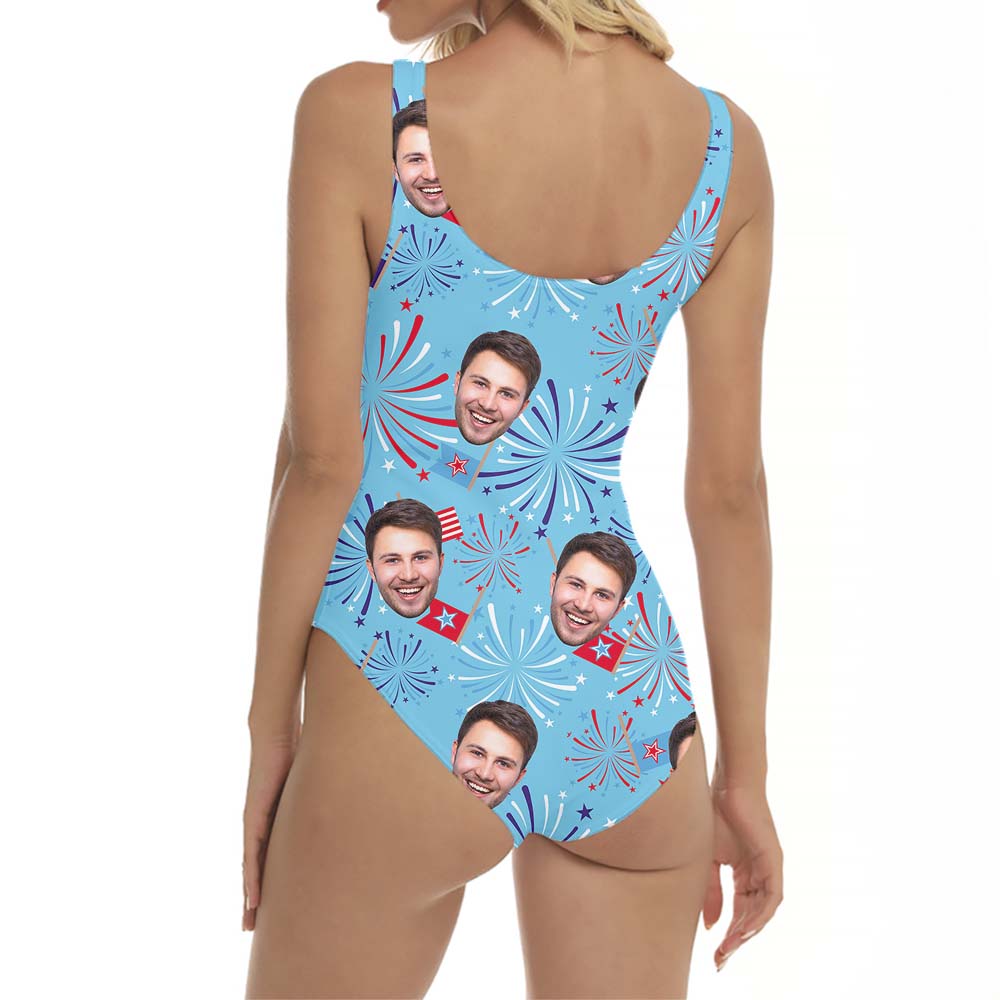 Custom Face Bathing Suit For 4th Of July