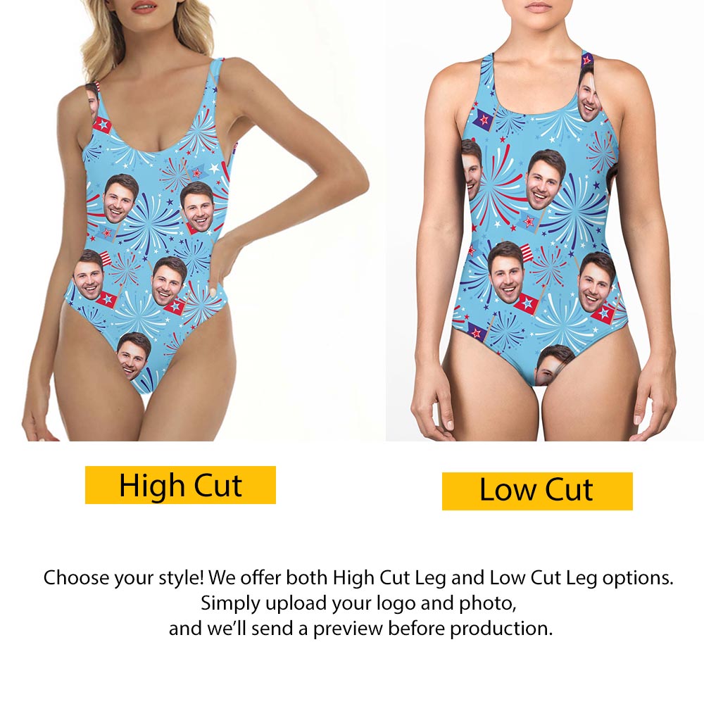 Custom Face Bathing Suit For 4th Of July