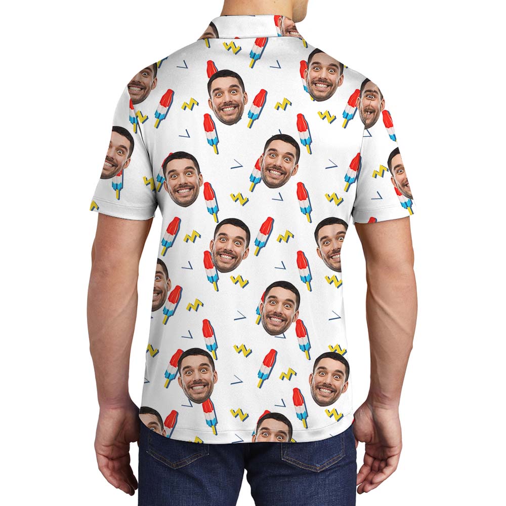Festive 4th Of July Snack Polo Shirt With Custom Face