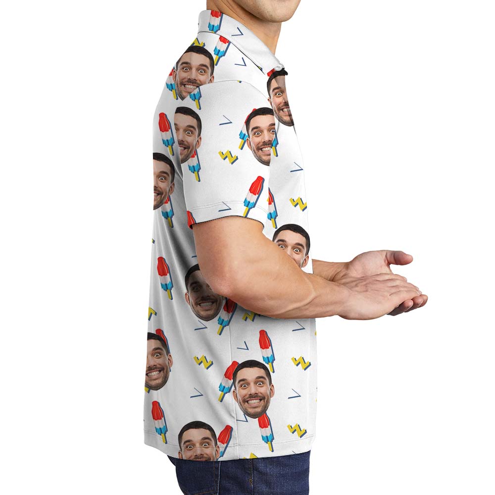 Festive 4th Of July Snack Polo Shirt With Custom Face