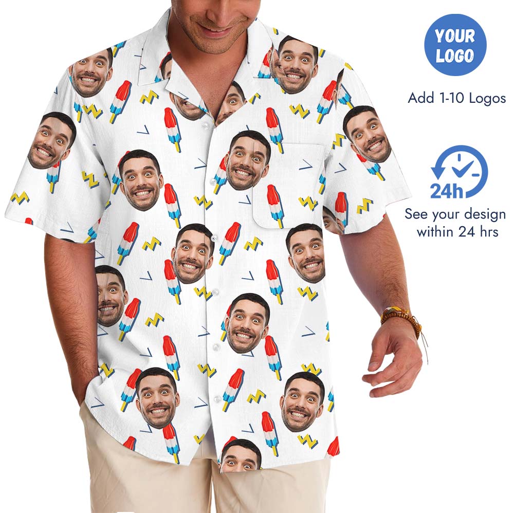 Custom Face Or Logo Hawaiian Shirt For 4th Of July