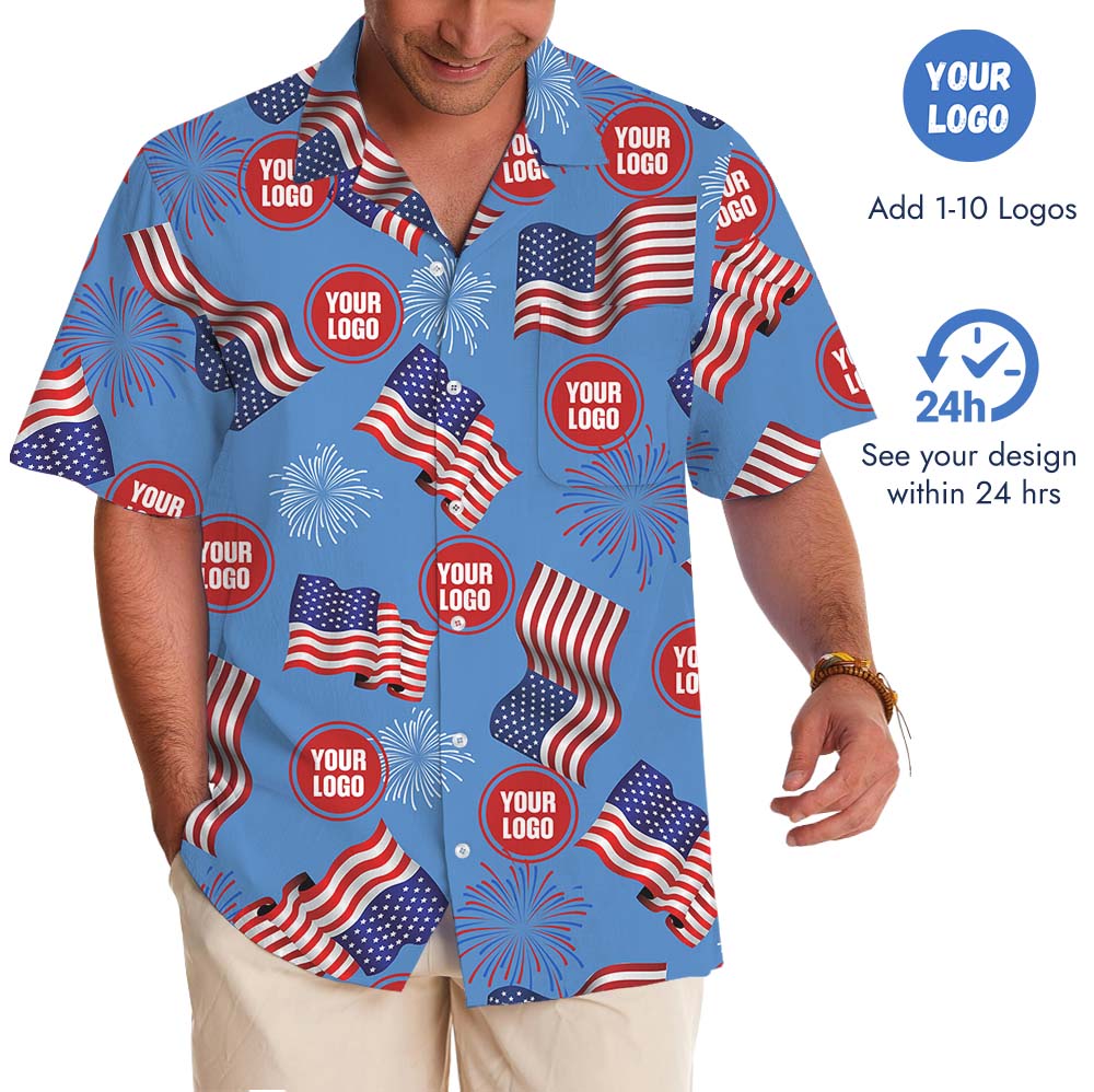 Patriotic Custom Photo Hawaiian Shirt With Preview