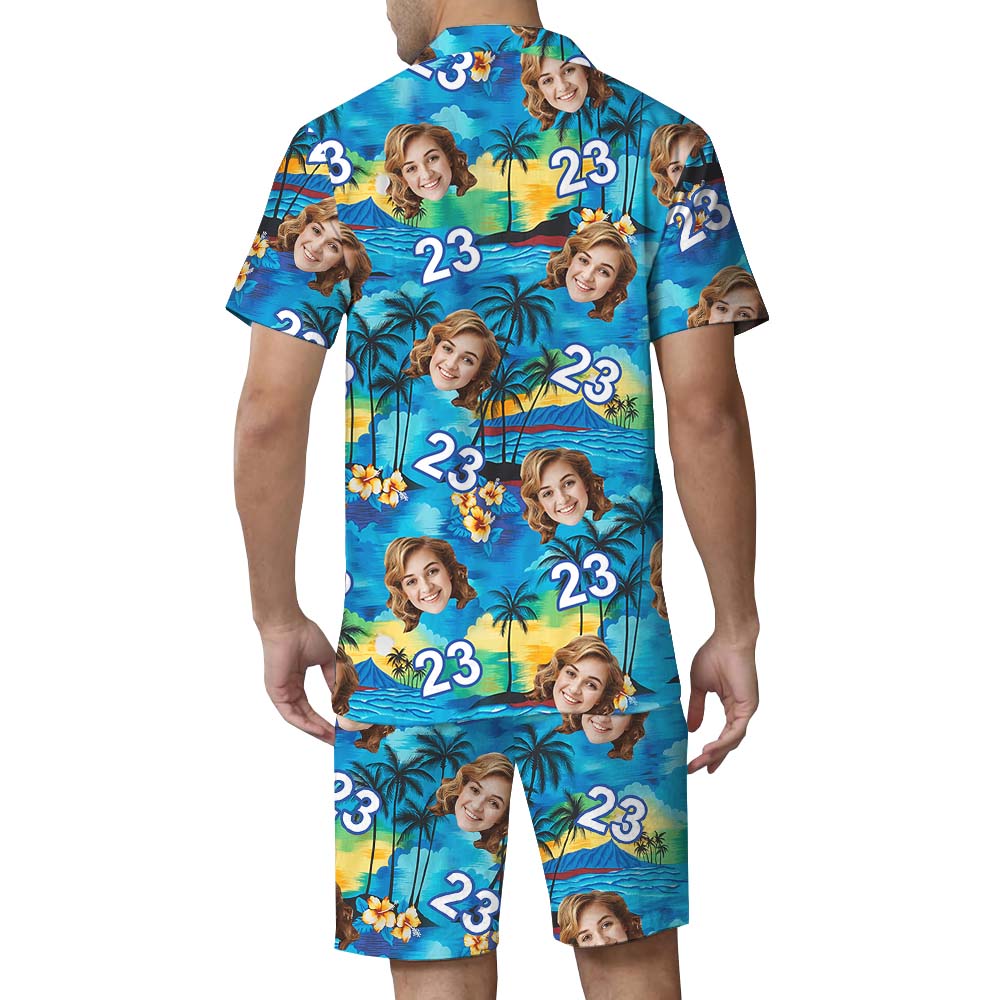 Island Vibe Custom Face Birthday Hawaiian Set For Men