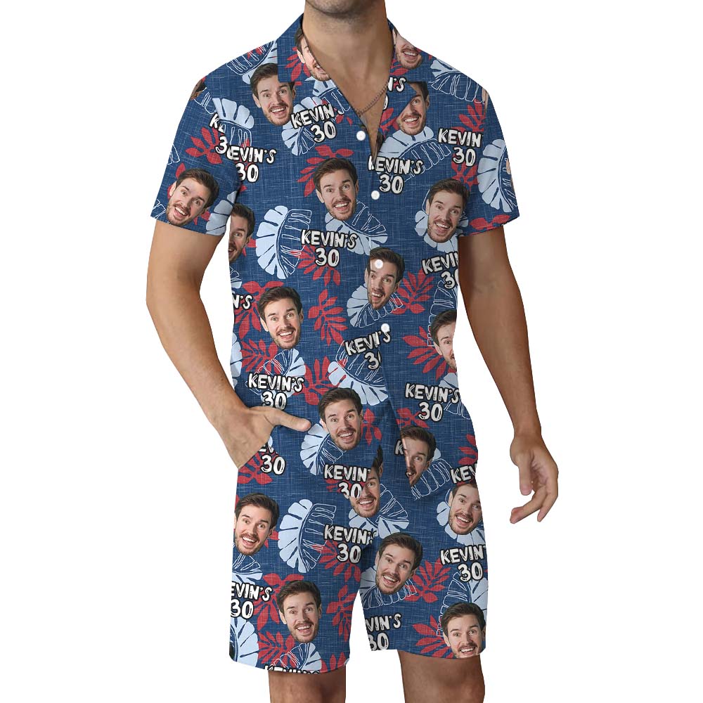 Custom Face And Age Birthday Hawaiian Set